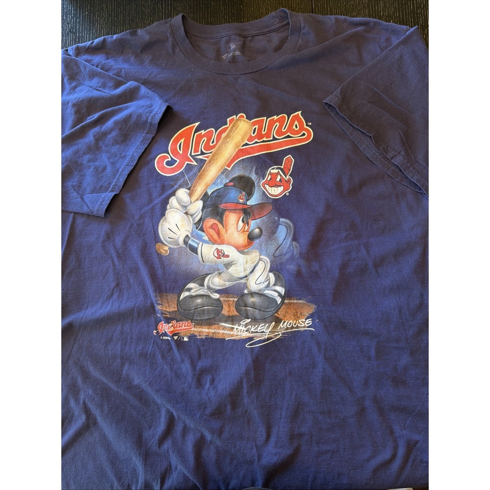 Fanatics Cleveland Indians Mickey Mouse Tee Mens 3XL Navy MLB Disney Shirt
